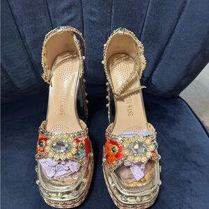 Elegant Embellished Platform Heels (Square Toe)